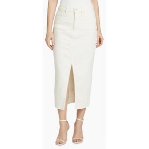 Good American Denim Midi Skirt Womens Size 4/27 Stretch Slit Front Cloud White